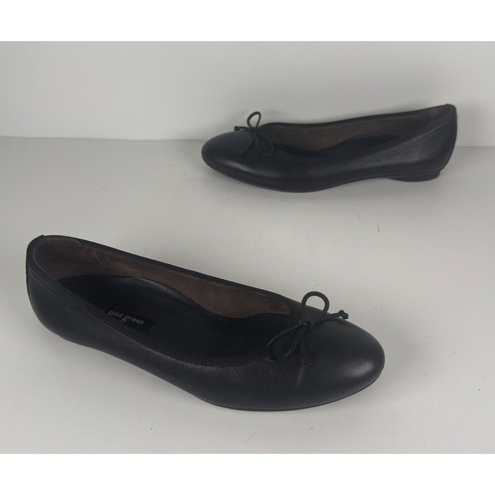 Paul Green Ursula Black Leather Women's Ballet Flats Size UK 6.5 US 9